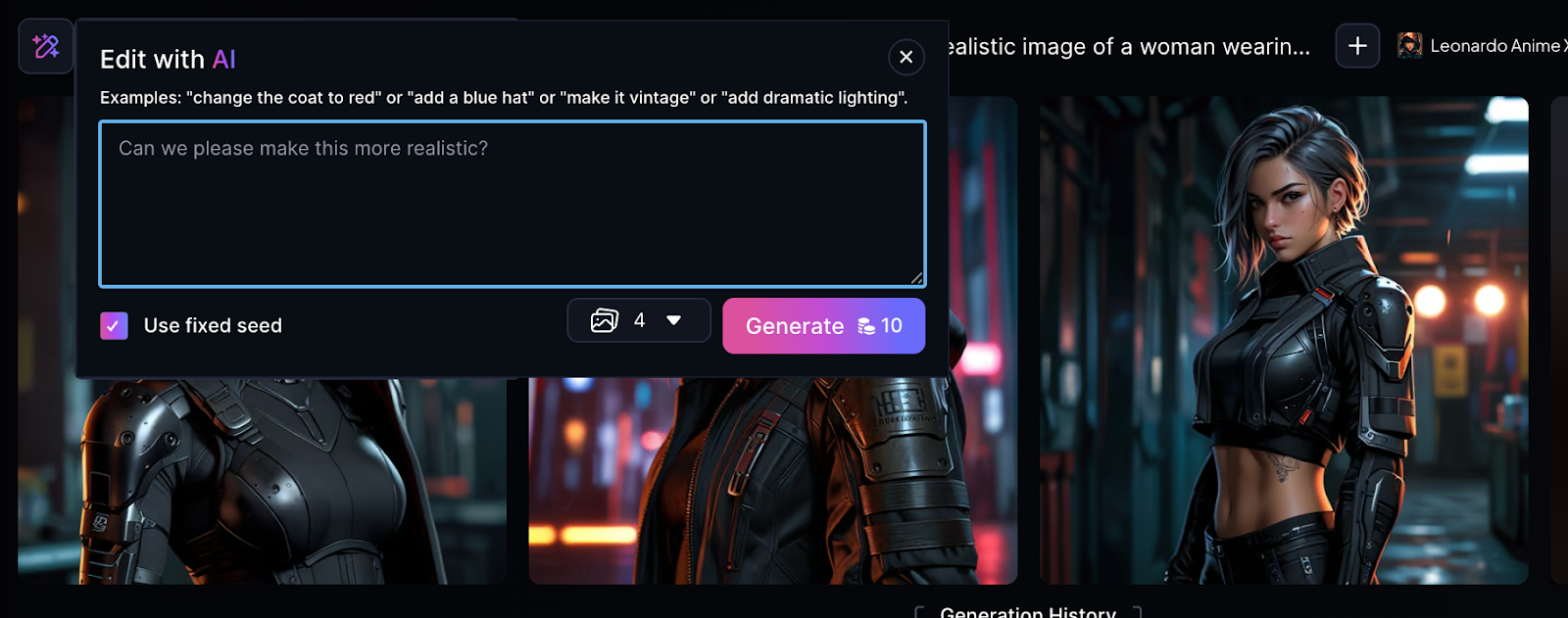 Writing prompts with Leonardo AI