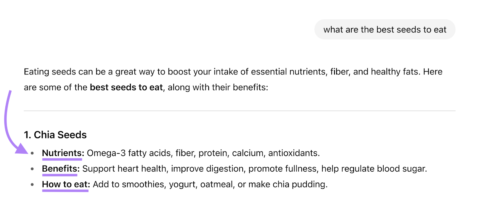 A query asks "what are the best x," and AI responds with three angles for each recommendation.