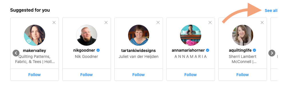 A screenshot of the recommendation feature on Instagram.