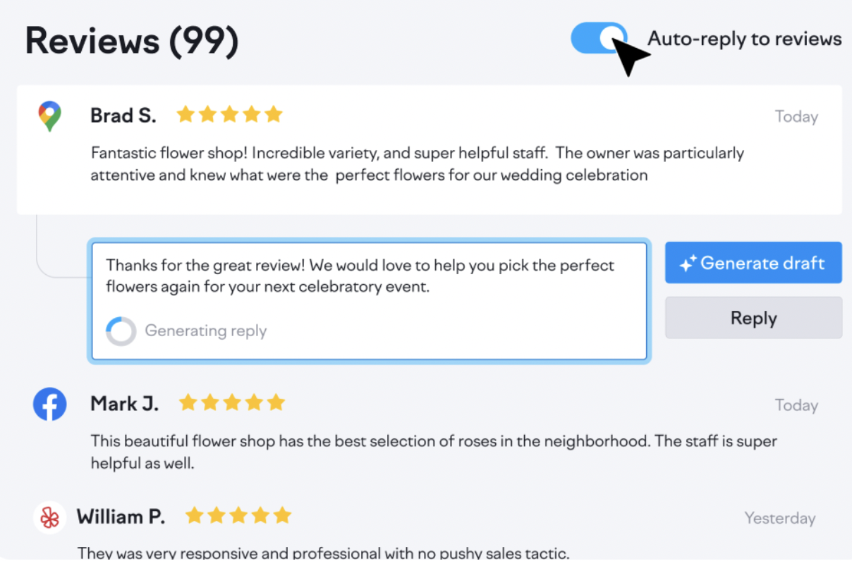Semrush Local Review Management tool
