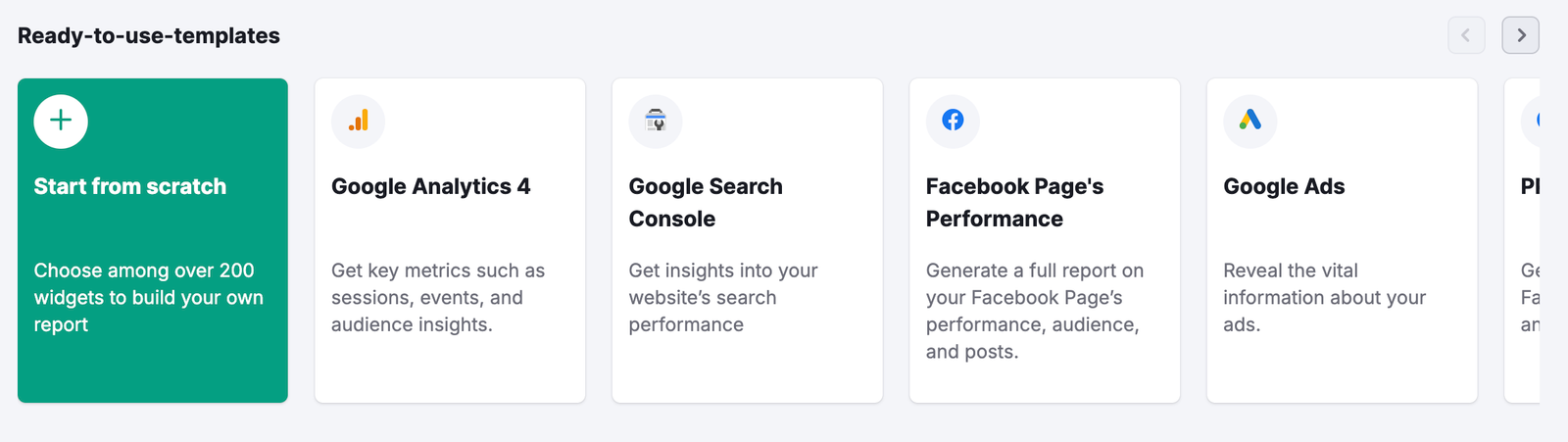 Template gallery in Semrush My Reports