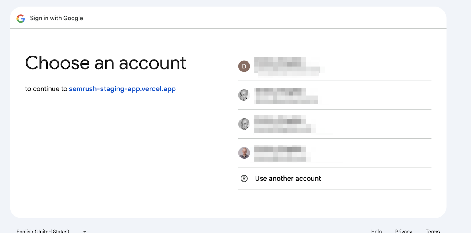 Choose an account from Google.